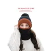 Femmes hiver 3pcs Contraste Couleur Couleur Tricot chaud Pompon Beanie Chapeau Set de masque de visage Foulard