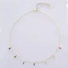 ANDYWEN 925 Sterling Silver Seven Zircon Charms Colorful Rainbow Choker Necklace Chains Women Rock Punk Party Jewelry For Party Q0531