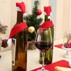 Mini Santa Hat Christmas Scarf Small Xmas Hat for Wine Bottle Cover Silverware Holder Home Dinner Decor JK2011PH
