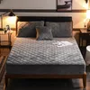 New Crystal Velvet Thicken Quilted Mattress Cover Warm Soft Plush Queen King Quilted Bed Fitted Sheet Not Including Pillowcase 201218