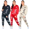 Mujeres Carta Graffiti Impresión Chándales Tendencia de moda Manga larga Cuello redondo Sudadera Pantalones Trajes Diseñador Mujer Otoño Conjuntos casuales