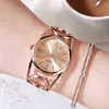 Luxusgeedi Marke Roségold -plattiert Armband Uhren Frauen Damen Kristall elegantes Kleid Quarz Armbanduhren Relogio Feminino 220117