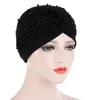 Women Muslim Islamic Elastic Turban Hijabs Hat Head Scarf Beads Beanie Hat Headwear Fashion Ruffle Turban Cap Accessories17218800