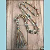 Hanger kettingen hangers sieraden matte korrel ketting 108 mala kralen hand geknoopte meditatie Lange zijde Tassel Yoga 220121 Drop Delive