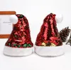 Рождественские красные шляпы блесток POM POM плюшевые колпачки XAMs светящиеся Santa Beanie взрослые блестки шляпа крытая рождественская вечеринка оптом