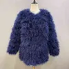 Ankomst Kvinnor Real Ostrich Fur Long Coat Casual Lady Natural Jacket Turkiet Feather S7381 211220