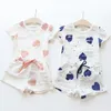 2pcs/Sets Casual Kids Clothing Mabon Girls Sets Sets Summer Heart Print Girl Tops Шорты костюмы детская одежда 201126