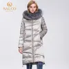 SALCO Le dernier manteau chaud d'hiver en coton perlé à grande fermeture éclair haut de gamme en vraie fourrure 201027
