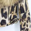 Naturalne owiec skórzana kurtka duży futro kołnierz Leopard Kolor Nowa Moda Wysokiej Jakości 100% Oryginalna Kożuch Wintershort Płaszcze LJ201201