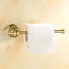 Guldpolerad toalettpappershållare solid mässing badrum rullar pappers tillbehör väggmontering kristall toalettvävnadspapper T200107