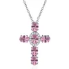 Hip Hop Vine Schmuck Kreuz Anhänger 18k Weißgold Füllung Oval Cut Saphir CZ Diamant Jesus Frauen Hochzeit Schlangenblatt Halskette Geschenk7175979