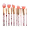 10 pçs / set pincéis de maquiagem de mármore blush pó pó Eyeliner Eyeliner Destaque Concealer Contorno Fundação Compõe o conjunto de pincel