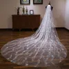 Blingbling White Bridal Viels 2021 الأزياء تول مطرزة العربية كاتدرائية الزفاف الحجاب 3 * 4 متر طويل الفاخرة البريق العروس الحجاب أغطية الرأس AL8232