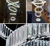 Lyxig stor 1/2/3/4/5/6/7/8RINGS LED RUND CRYSTAL CANDELIER LIGHT SPIRAL PENDANT LAMP Moderna fixturer Stair Dimning