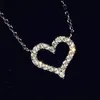Nouveau collier en argent de style concis en plein diamant amour coeur collier femelle love zircon pendant une chaîne collier argenté court clav174r