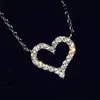 New Concise Style Silver Necklace Full Diamond Love Heart Necklace Female Love Zircon Pendant One Chain Silver Necklace Short Clav174R