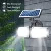 LED Solar Lights Outdoor Upgraded Microwave Sensor 270 Wide Angle Solar Wireless Wall Lamp Waterproof Flood Light For Garage