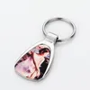 DIY photo frame sublimation blank leather keychains thermal transter square round keychain keyring Silver Car Key Ring for man woman Lovers Jewelry Souvenir Gift