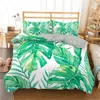 Boniu Housse de couette 3D Ensemble de literie Plante tropicale Ensemble de feuilles vertes Couvre-lit imprimé avec taie d'oreiller Taille unique Ensemble de lit de luxe T200409