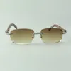 Direct sales medium diamond sunglasses 3524026 with peacock natural wood temples designer glasses, size: 56-18-135 mm