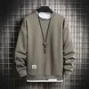 Heren Casual Sweatshirts Hoodie Mannen Nep Twee Stukken Multi Kleur O-hals Mode Harajuku Stijl Mannelijke Sweatshirt 220223