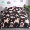 Wazir Cartoon Pug Bedding Set Bed Linne Duvet Cover Pillowcases Twin Full Queen King Size Trevlig sängkläder sätter sängkläder hund Y200111