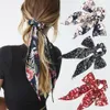 Ties Floral Print Scrunchies For Women Elastic Hair Bands Streamers Bow Hair Rope Fashion Hair Accessories 1pc=8 Ways To Wear