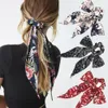 العلاقات Scrunchies طباعة الزهور على الأشرطة المرأة مطاطا الشعر حبل الشريط الملون القوس الشعر اكسسوارات الشعر أزياء 1PC = 8 طرق لارتداء