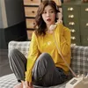 New Autumn Cotton Pajamas for Women Fall Atoff Home Clothes Plus Size Homewear Long Sleeve Cotton Sleepwearw Lounge Wear 201217