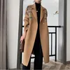 Autumn Winter Warm Women Wool Coat Fashion Plaid Spliced Slim Blends Outwear Female Arrival V Neck Office Long Coat 201215