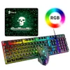 T6 RGB-Gaming-Tastatur-Maus-Kombinationen mit Hintergrundbeleuchtung, buntes Licht, ergonomische mechanische USB-verkabelte Spielmäuse, Tastatur-Set für Laptops und Computer