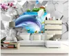 Custom Photo Wallpapers murals for walls 3d Fashion modern underwater World dolphin wall brick 3D TV background wall papers home decoration