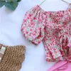 Broek Meisjes Kleding Set Baby Mode Zomer 2 Stks Casual Floral Outfit voor 2-8 uur Kids Holiday Wear G220310