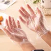 Ordinarie 100pcs / påse 0.6g PE Polyeten Engångs transparenta handskar Matkvalitet Plasthandskar Catering Skönhet förtjockade disponibla handskar