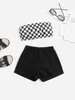 Set di pantaloncini con top a tubo con stampa baby checker SHE