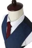Wollblauer Herringbone-Retro-Gentleman-Stil, maßgeschneiderte Herrenanzüge, maßgeschneiderter Anzug, Blazeranzüge für Männer, 3-teilig (Jacke + Hose + Weste) 201106
