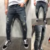 Goocheer Hommes Ripped Jeans Stretchy Skinny Slim Fit Denim Pantalon Détruit Effiloché Moustache Effet Pantalon Mode Streetwear C1123