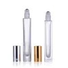 Long Style 10ml Roll Glass Bottles Refillable Essential Oil Glass Roller Bottles With Stainless Steel Roller Ball And Black Gold Silver Cap