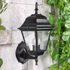 Europeisk retro glas vägglampa svart enkel vattentät aluminium utomhus väggmonterade lampor för villa trädgårdsdörrkorridor dekoration