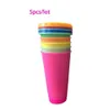 5PCS Reusable Color Changing Cold Cups Summer Magic Plastic Coffee Mugs Water Bottles With Straws Set For Family Friends Cup LJ200821