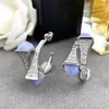 2022 Boucles d'oreilles créoles plaquées or blanc Charme Diamant Lustre Boucle d'oreille pour Lady Femmes Fête Amoureux de mariage Cadeau Bijoux avec Pochette Bijoux