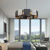 Nowoczesna sztuka LED żyrandol światła projekt proste sypialnia salon żyrandol oświetlenie czarne metalowe kreatywne lampy wisiorek