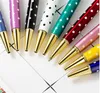 DIY металлическая ручка пустая трубка самозаполняет плавающий блеск сушеный цветок хрустальные ручки шариковые ручки школьные офисные писать поставки