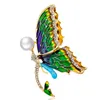 ピン、ブローチZlxgirlジュエリーカラフルなエナメル蝶の女の子服アクセサリー模造真珠ピンブローチバッグ