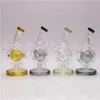 Glass Bong Waterpipe Hookah Recycler Oil Rigs with Unique Colorful Percolator 7in height 14mm Bowl