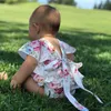 Cotton Baby Girl Ubrania kostiumów kwiatowy nadruk Opaska na głowę Butique Summer dla noworodka Śliczne Vintage Rompers kombinezon 0 3 6 miesięcy 2019803616