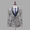 Abiti da uomo Blazer Party Prom Uomo Costume di scena Slim Fit Leopard Print Jacquard Tuxedo Jacket Banquet Ball Cantante Host Dan2389