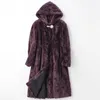 豪華な純正スライスミンクの毛皮のコートのジャケットがパーカー冬の本物の女性の毛皮X-Longのアウタープラスサイズ3xL LF5169 T200114