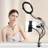 Live-Stream-Kit, Ringlicht, Schwanenhals-Kreislampe mit Halterung für Mikrofon, Smartphone, Tablet, 3 Beleuchtungsmodi für Selfie-Videos