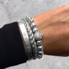 3 sztuk Luksusowy Roman Royal Skull Urok Mężczyźni Ze Stali Nierdzewnej Geometrii Pulseiras Otwarte Regulowane Bransoletki Para Biżuteria